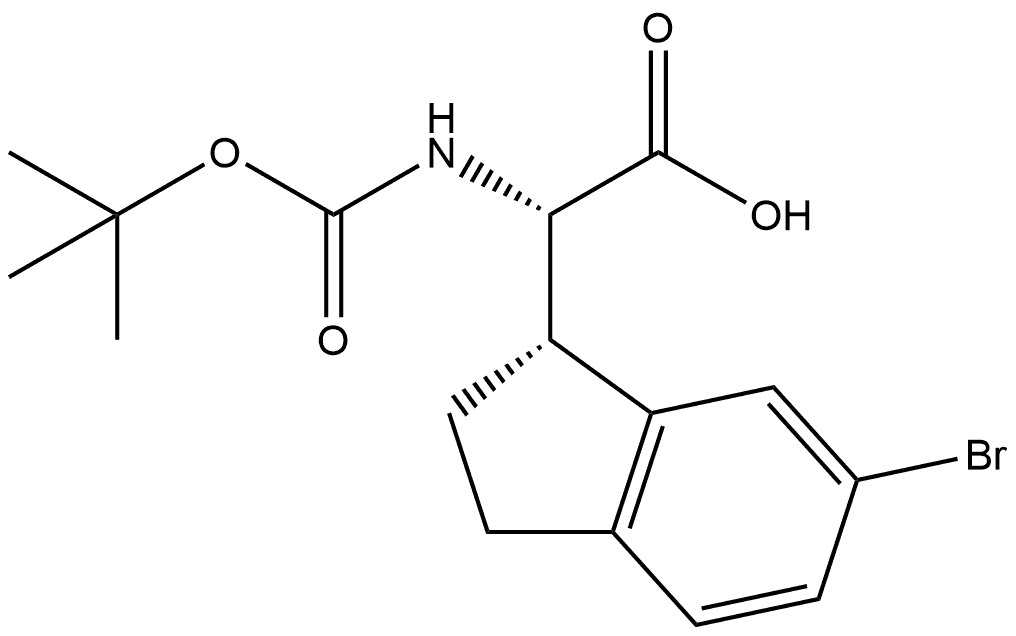 (αS,1S)-6-Bromo-α-[[(1,1-dimethylethoxy)carbonyl]amino]-2,3-dihydro-1H-indene-1-acetic acid Structure