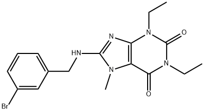 1H-Purine-2,6-dione, 8-[[(3-bromophenyl)methyl]amino]-1,3-diethyl-3,7-dihydro-7-methyl- Structure