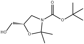 3-Oxazolidinecarboxylic acid, 5-(hydroxymethyl)-2,2-dimethyl-, 1,1-dimethylethyl ester, (5S)- Structure