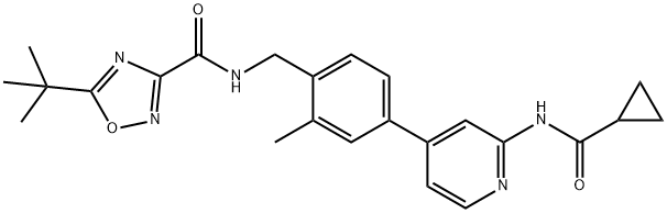 1,2,4-Oxadiazole-3-carboxamide, N-[[4-[2-[(cyclopropylcarbonyl)amino]-4-pyridinyl]-2-methylphenyl]methyl]-5-(1,1-dimethylethyl)- Structure