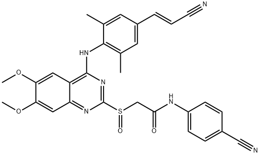 Acetamide, 2-[[4-[[4-[(1E)-2-cyanoethenyl]-2,6-dimethylphenyl]amino]-6,7-dimethoxy-2-quinazolinyl]sulfinyl]-N-(4-cyanophenyl)- Structure