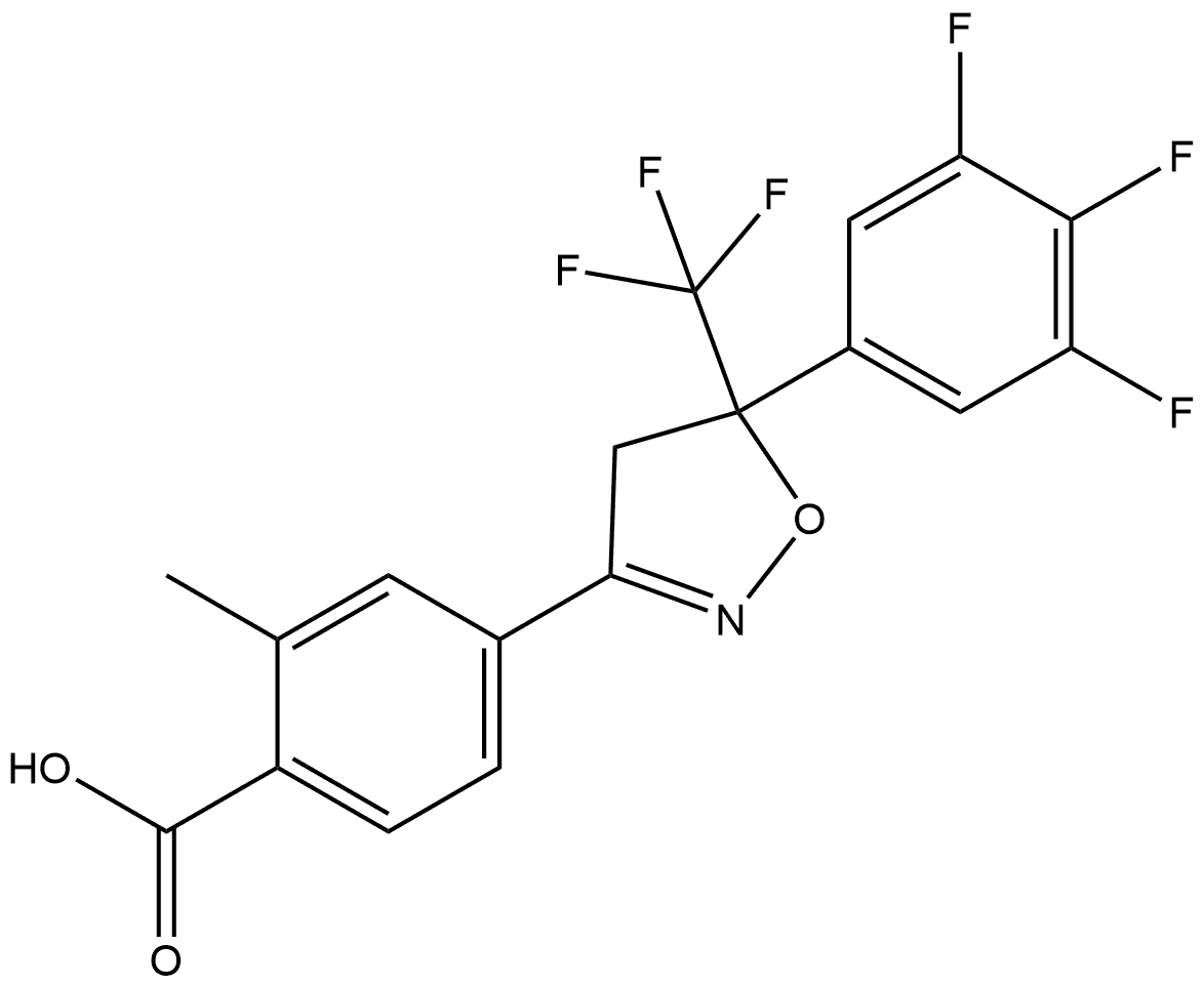 2-methyl-4-(5-(trifluoromethyl)-5-(3,4,5-trifluorophenyl)-4,5-dihydroisoxazol-3-yl)benzoic acid Structure