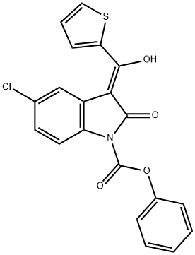 1H-Indole-1-carboxylic acid, 5-chloro-2,3-dihydro-3-(hydroxy-2-thienylmethylene)-2-oxo-, phenyl ester, (3Z)- 구조식 이미지