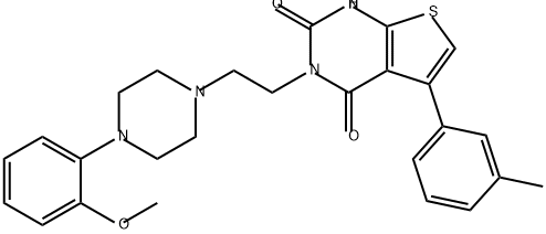 Thieno[2,3-d]pyrimidine-2,4(1H,3H)-dione, 3-[2-[4-(2-methoxyphenyl)-1-piperazinyl]ethyl]-5-(3-methylphenyl)- 구조식 이미지