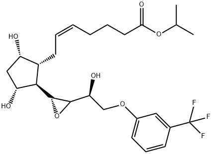 5-Heptenoic acid, 7-[(1R,2R,3R,5S)-3,5-dihydroxy-2-[(2R)-3-[(1S)-1-hydroxy-2-[3-(trifluoromethyl)phenoxy]ethyl]-2-oxiranyl]cyclopentyl]-, 1-methylethyl ester, (5Z)- Structure