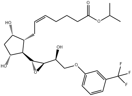 5-Heptenoic acid, 7-[(1R,2R,3R,5S)-3,5-dihydroxy-2-[(2R,3R)-3-[(1S)-1-hydroxy-2-[3-(trifluoromethyl)phenoxy]ethyl]-2-oxiranyl]cyclopentyl]-, 1-methylethyl ester, (5Z)- Structure