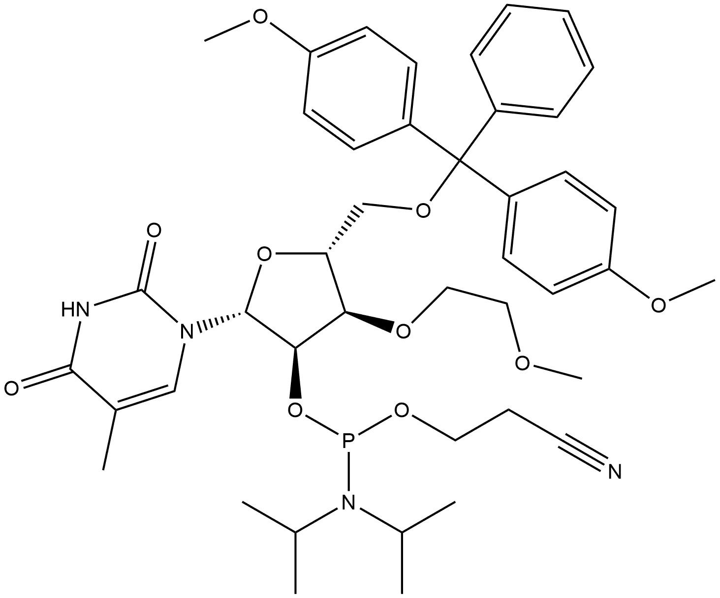 3'-O-MOE-5MeU-2'-phosphoramidite 구조식 이미지