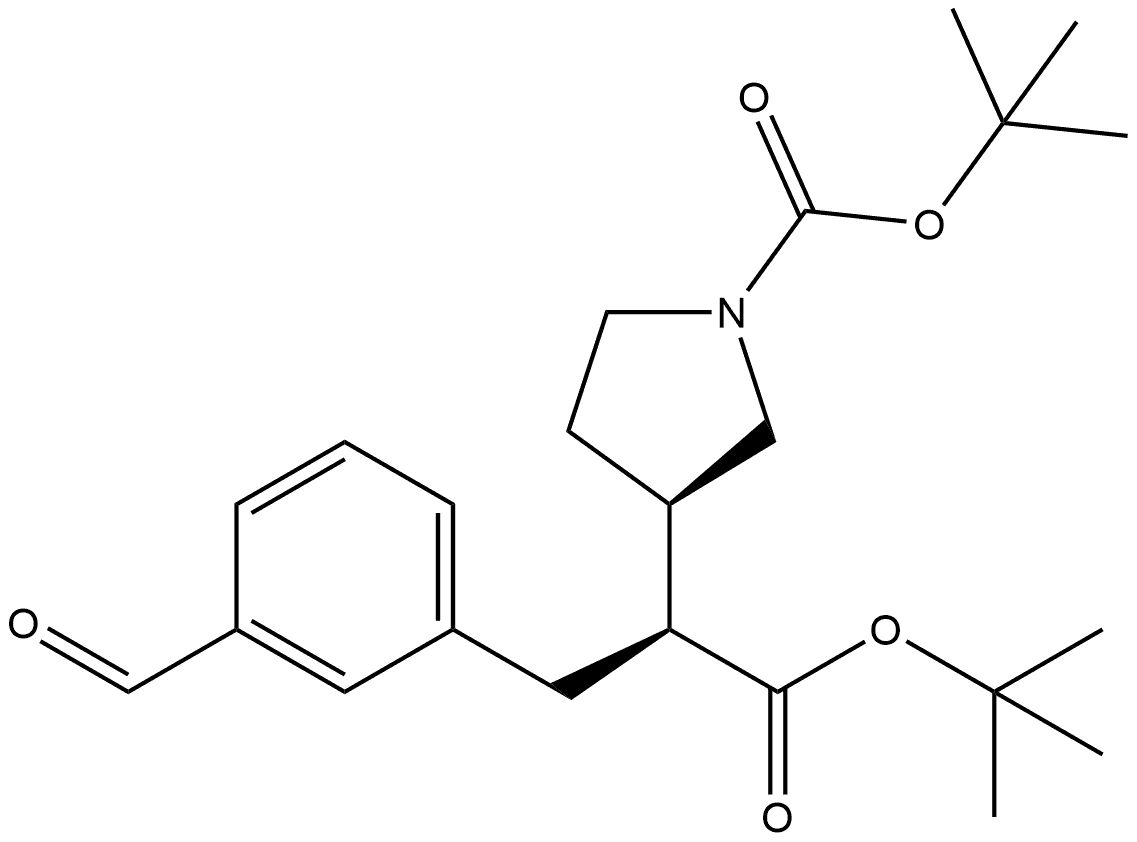 3-Pyrrolidineacetic acid, 1-[(1,1-dimethylethoxy)carbonyl]-α-[(3-formylphenyl)methyl]-, 1,1-dimethylethyl ester, (αS,3R)- Structure