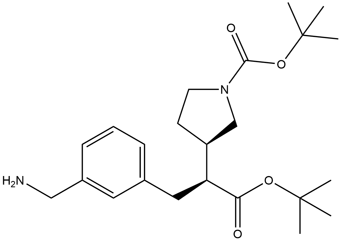 1,1-Dimethylethyl (αS,3R)-α-[[3-(aminomethyl)phenyl]methyl]-1-[(1,1-dimethylethoxy)carbonyl]-3-pyrrolidineacetate Structure