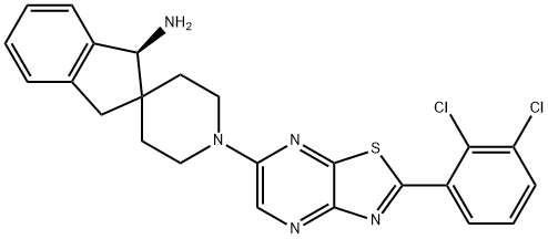 Spiro[2H-indene-2,4'-piperidin]-1-amine, 1'-[2-(2,3-dichlorophenyl)thiazolo[4,5-b]pyrazin-6-yl]-1,3-dihydro-, (1S)- Structure