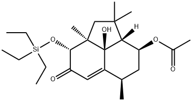 4(3H)-Acenaphthylenone, 8-(acetyloxy)-1,2,2a,6,7,8,8a,8b-octahydro-8b-hydroxy-1,1,2a,6-tetramethyl-3-[(triethylsilyl)oxy]-, (2aR,3R,6R,8S,8aR,8bS)- Structure