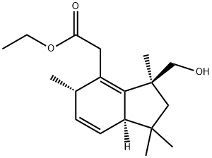 1H-Indene-4-acetic acid, 2,3,5,7a-tetrahydro-3-(hydroxymethyl)-1,1,3,5-tetramethyl-, ethyl ester, (3S,5S,7aR)- Structure