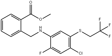 Methyl 2-[[[4-chloro-2-fluoro-5-[(2,2,2-trifluoroethyl)thio]phenyl]amino]methyl]benzoate Structure