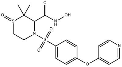 3-Thiomorpholinecarboxamide, N-hydroxy-2,2-dimethyl-4-[[4-(4-pyridinyloxy)phenyl]sulfonyl]-, 1-oxide Structure