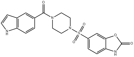 2(3H)-Benzoxazolone, 6-[[4-(1H-indol-5-ylcarbonyl)-1-piperazinyl]sulfonyl]- Structure