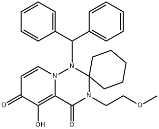 Spiro[cyclohexane-1,2'(3'H)-[1H]pyrido[2,1-f][1,2,4]triazine]-4',6'-dione, 1'-(diphenylmethyl)-5'-hydroxy-3'-(2-methoxyethyl)- Structure