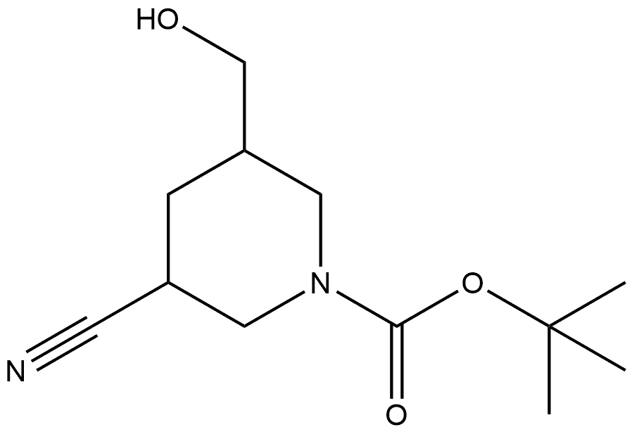 1-Boc-5-(hydroxymethyl)piperidine-3-carbonitrile 구조식 이미지