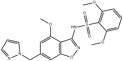 Benzenesulfonamide, 2,6-dimethoxy-N-[4-methoxy-6-(1H-pyrazol-1-ylmethyl)-1,2-benzisoxazol-3-yl]- 구조식 이미지