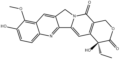 1H-Pyrano[3',4':6,7]indolizino[1,2-b]quinoline-3,14(4H,12H)-dione, 4-ethyl-4,9-dihydroxy-10-methoxy-, (4S)- Structure