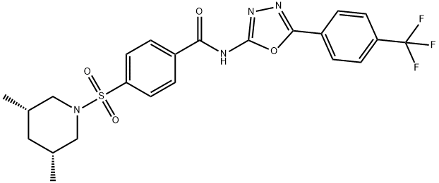 4-[[(3R,5S)-3,5-Dimethyl-1-piperidinyl]sulfonyl]-N-[5-[4-(trifluoromethyl)phenyl]-1,3,4-oxadiazol-2-yl]benzamide Structure