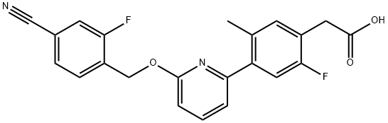 2-(4-(6-((4-cyano-2-fluorobenzyl)oxy)pyridin-2-yl)-2-fluoro-5-methylphenyl)acetic acid Structure