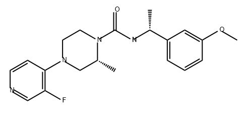 1-Piperazinecarboxamide, 4-(3-fluoro-4-pyridinyl)-N-[(1R)-1-(3-methoxyphenyl)ethyl]-2-methyl-, (2R)- Structure