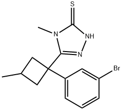 3H-1,2,4-Triazole-3-thione, 5-[1-(3-bromophenyl)-3-methylcyclobutyl]-2,4-dihydro-4-methyl- Structure