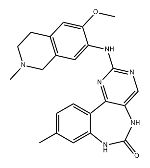 6H-Pyrimido[5,4-d][1,3]benzodiazepin-6-one, 5,7-dihydro-9-methyl-2-[(1,2,3,4-tetrahydro-6-methoxy-2-methyl-7-isoquinolinyl)amino]- Structure