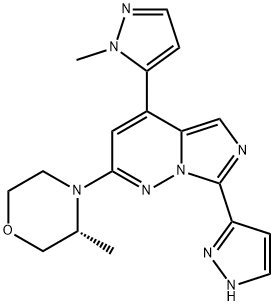 Imidazo[1,5-b]pyridazine, 2-[(3R)-3-methyl-4-morpholinyl]-4-(1-methyl-1H-pyrazol-5-yl)-7-(1H-pyrazol-3-yl)- 구조식 이미지