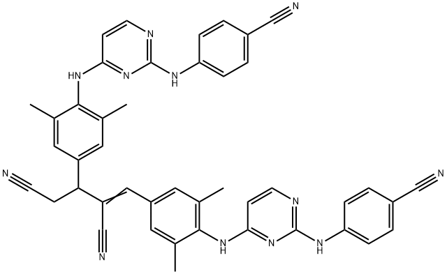 Pentanedinitrile, 3-[4-[[2-[(4-cyanophenyl)amino]-4-pyrimidinyl]amino]-3,5-dimethylphenyl]-2-[[4-[[2-[(4-cyanophenyl)amino]-4-pyrimidinyl]amino]-3,5-dimethylphenyl]methylene]- 구조식 이미지