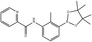 2-Pyridinecarboxamide, N-[2-methyl-3-(4,4,5,5-tetramethyl-1,3,2-dioxaborolan-2-yl)phenyl]- 구조식 이미지