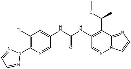 Urea, N-[5-chloro-6-(2H-1,2,3-triazol-2-yl)-3-pyridinyl]-N'-[8-[(1S)-1-methoxyethyl]imidazo[1,2-b]pyridazin-7-yl]- Structure