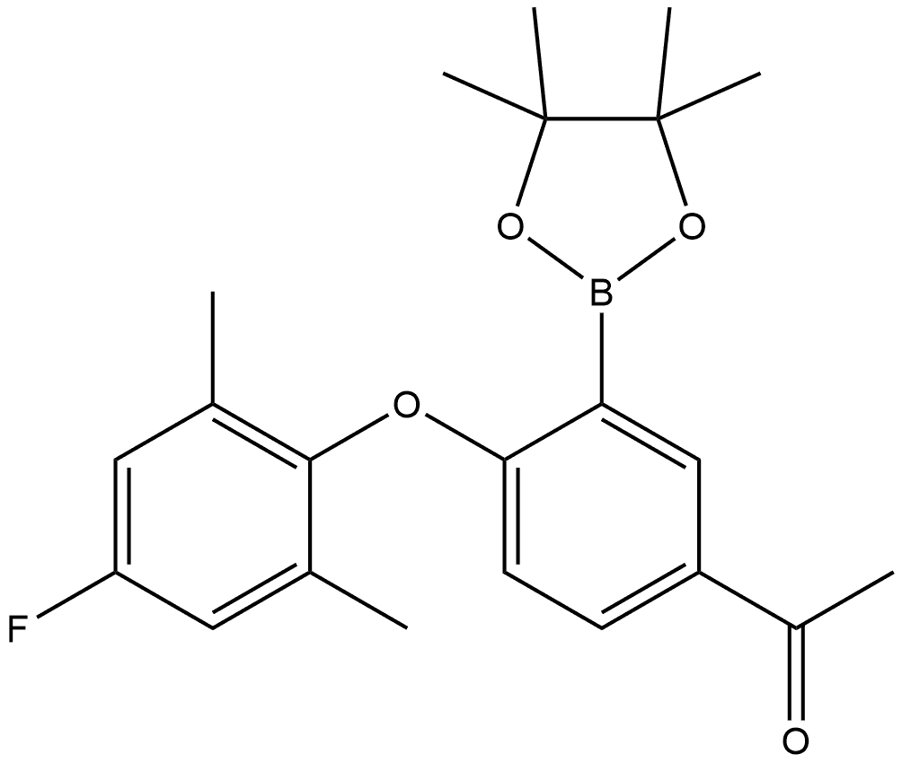 1-(4-(4-fluoro-2,6-dimethylphenoxy)-3-(4,4,5,5-tetramethyl-1,3,2-dioxaborolan-2-yl)phenyl)ethan-1-one Structure