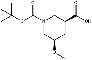 rac-(3R,5S)-1-[(tert-butoxy)carbonyl]-5-methoxypiperidine-3-carboxylic acid, cis Structure