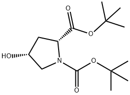 1,2-Pyrrolidinedicarboxylic acid, 4-hydroxy-, 1,2-bis(1,1-dimethylethyl) ester, (2R,4R)- Structure