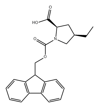 1,2-Pyrrolidinedicarboxylic acid, 4-ethyl-, 1-(9H-fluoren-9-ylmethyl) ester, (2R,4R)- Structure
