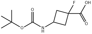 3-{[(tert-butoxy)carbonyl]amino}-1-fluorocyclobutane-1-carboxylic acid, Mixture of diastereomers Structure