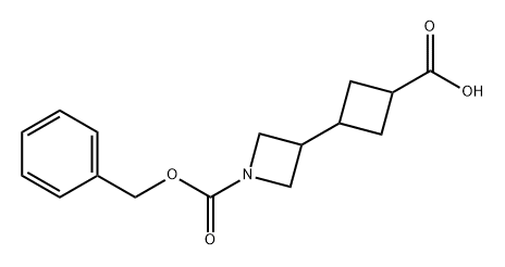 1-Azetidinecarboxylic acid, 3-(3-carboxycyclobutyl)-, 1-(phenylmethyl) ester Structure