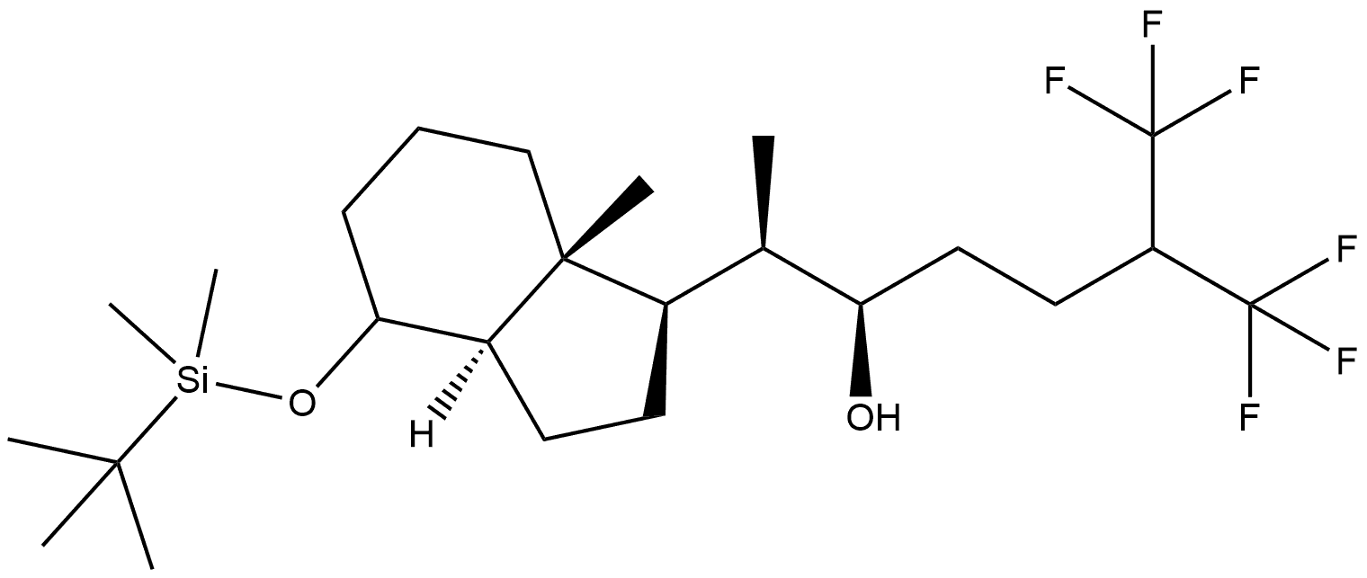 1H-Indene-1-pentanol, 4-[[(1,1-dimethylethyl)dimethylsilyl]oxy]octahydro-ε,7a-dimethyl-α,α-bis(trifluoromethyl)-, (εR,1R,3aR,4S,7aR)- Structure