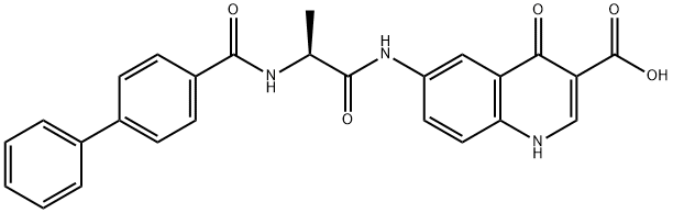 3-Quinolinecarboxylic acid, 6-[[(2S)-2-[([1,1'-biphenyl]-4-ylcarbonyl)amino]-1-oxopropyl]amino]-1,4-dihydro-4-oxo- 구조식 이미지