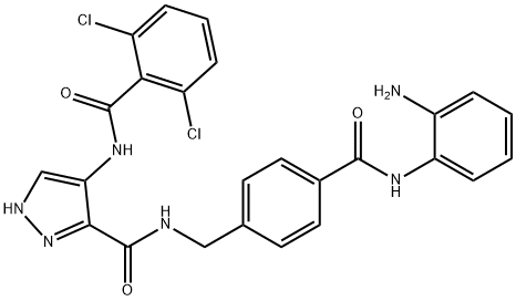 1H-Pyrazole-3-carboxamide, N-[[4-[[(2-aminophenyl)amino]carbonyl]phenyl]methyl]-4-[(2,6-dichlorobenzoyl)amino]- Structure