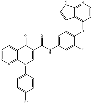 1,8-Naphthyridine-3-carboxamide, 1-(4-bromophenyl)-N-[3-fluoro-4-(1H-pyrrolo[2,3-b]pyridin-4-yloxy)phenyl]-1,4-dihydro-4-oxo- Structure