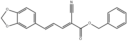 2,4-Pentadienoic acid, 5-(1,3-benzodioxol-5-yl)-2-cyano-, phenylmethyl ester, (2E,4E)- Structure