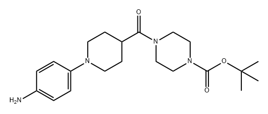 1-Piperazinecarboxylic acid, 4-[[1-(4-aminophenyl)-4-piperidinyl]carbonyl]-, 1,1-dimethylethyl ester Structure