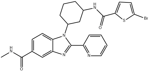 1H-Benzimidazole-5-carboxamide, 1-[3-[[(5-bromo-2-thienyl)carbonyl]amino]cyclohexyl]-N-methyl-2-(2-pyridinyl)- Structure