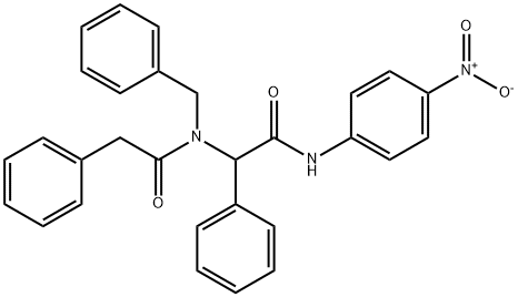 Benzeneacetamide, N-[2-[(4-nitrophenyl)amino]-2-oxo-1-phenylethyl]-N-(phenylmethyl)- Structure