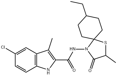 1H-Indole-2-carboxamide, 5-chloro-N-(8-ethyl-2-methyl-3-oxo-1-thia-4-azaspiro[4.5]dec-4-yl)-3-methyl- Structure