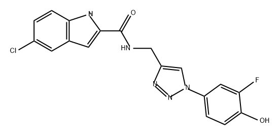 1H-Indole-2-carboxamide, 5-chloro-N-[[1-(3-fluoro-4-hydroxyphenyl)-1H-1,2,3-triazol-4-yl]methyl]- Structure