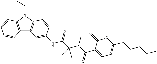 2H-Pyran-3-carboxamide,N-[2-[(9-ethyl-9H-carbazol-3-yl)amino]-1,1-dimethyl-2-oxoethyl]-N-methyl-2-oxo-6-pentyl-(9CI) Structure