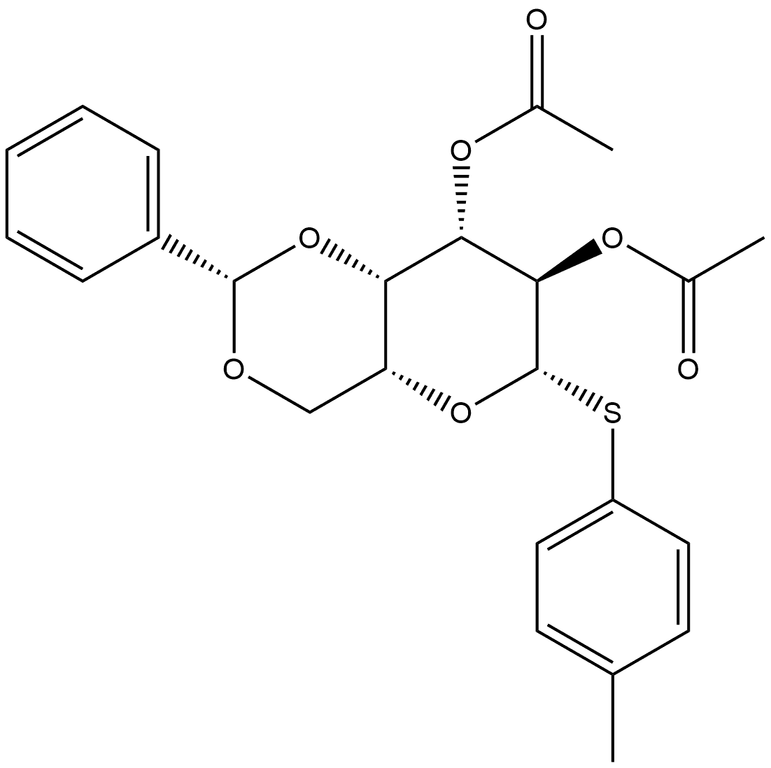 4-Methylphenyl 2,3-di-O-acetyl-4,6-O-benzylidene-1-thio-β-D-galactopyranoside Structure